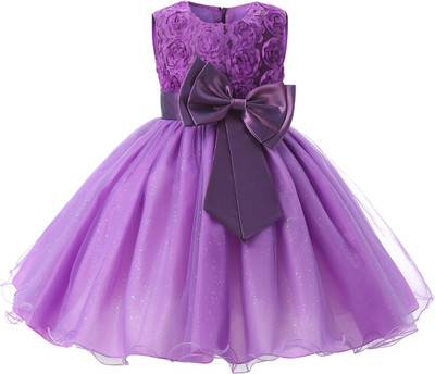 Purple Knee Length Dress for Girls